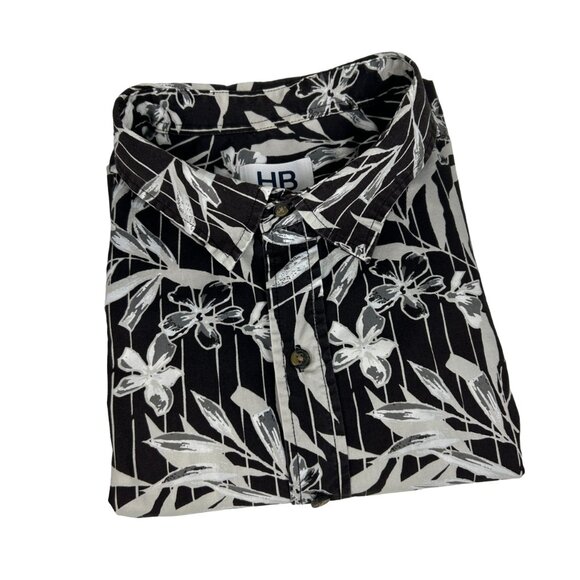 HB Harbor Bay Shirt Mens 2XLT Hawaiian Brown Cream Short Sleeve 100% Cotton‎ - Picture 1 of 12